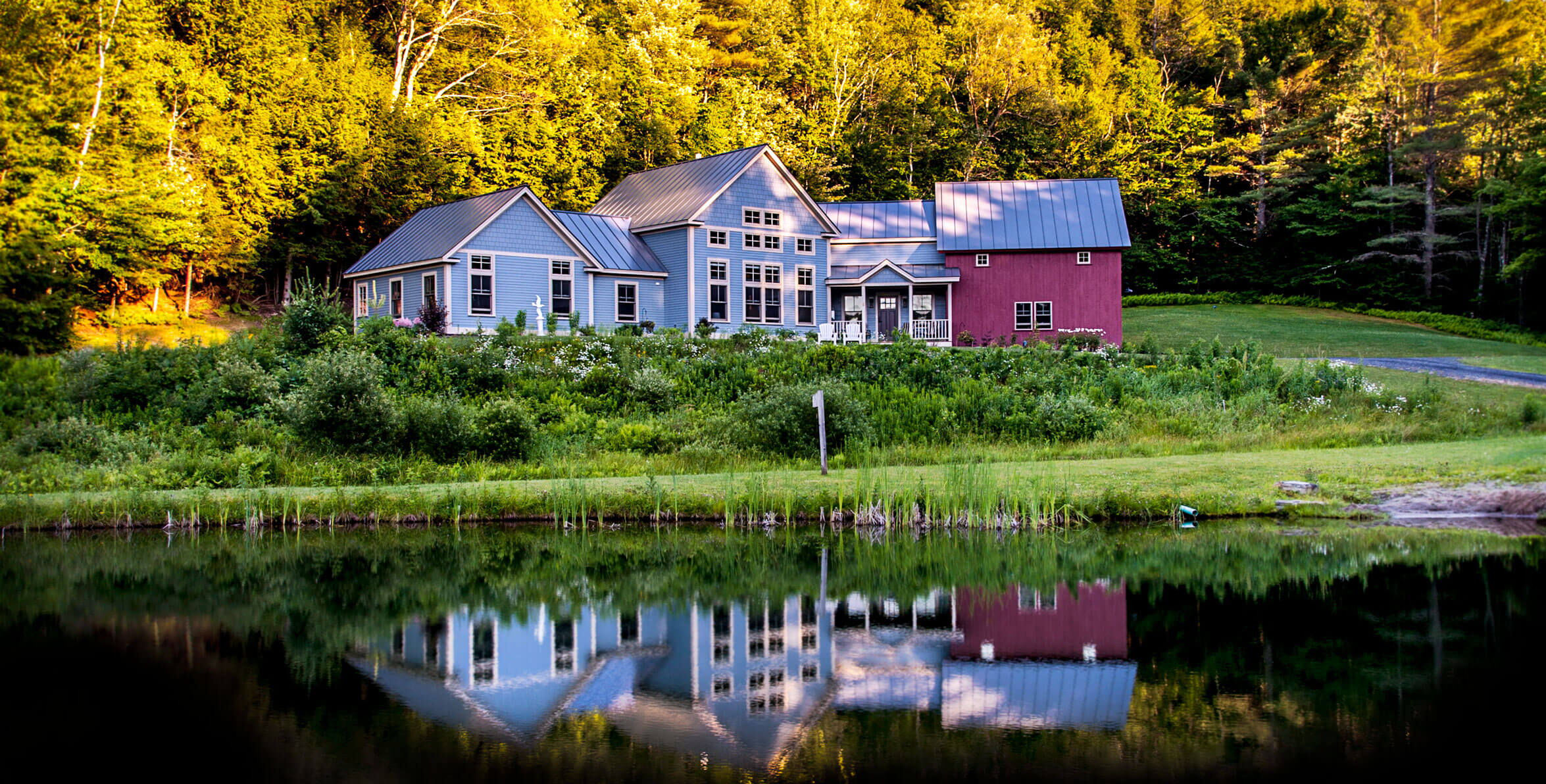 Home by a pond.
